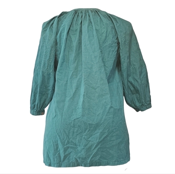 Vintage Fritzi San Francisco Green Peasant Blouse Embroidered 3/4 Sleeves Size M - Picture 5 of 8